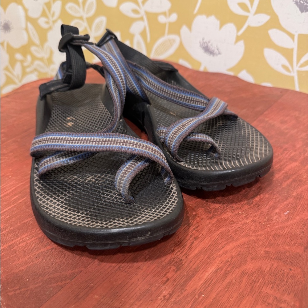 Black and Blue Chaco Sandals